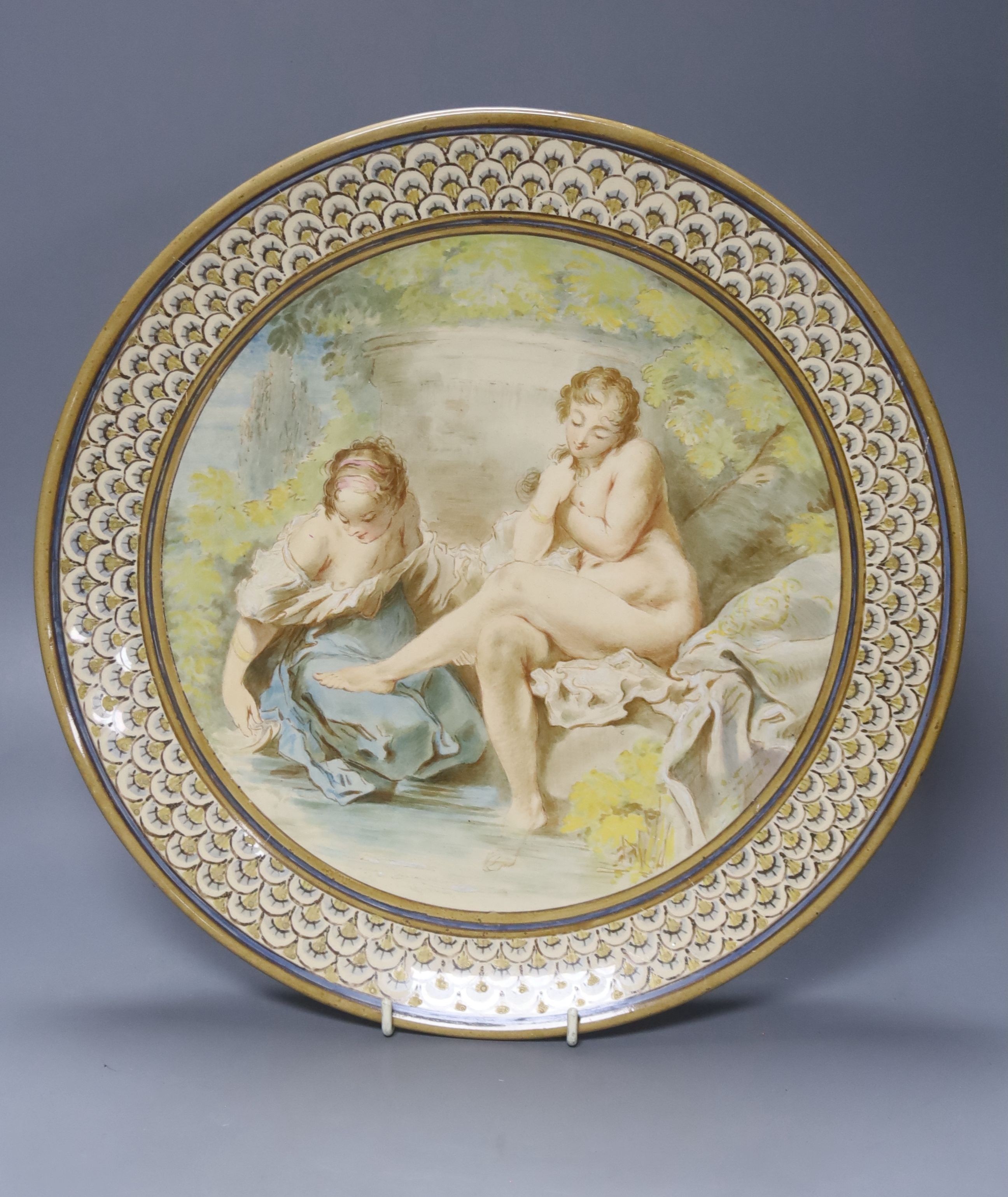 Manner of Emile Lessore. A painted pottery dish
